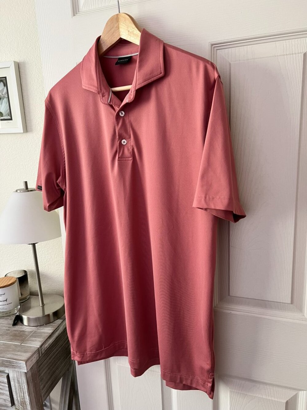 Dunning Golf Polo Shirt Mens M Pink Performance Stretch Moisture Wicking